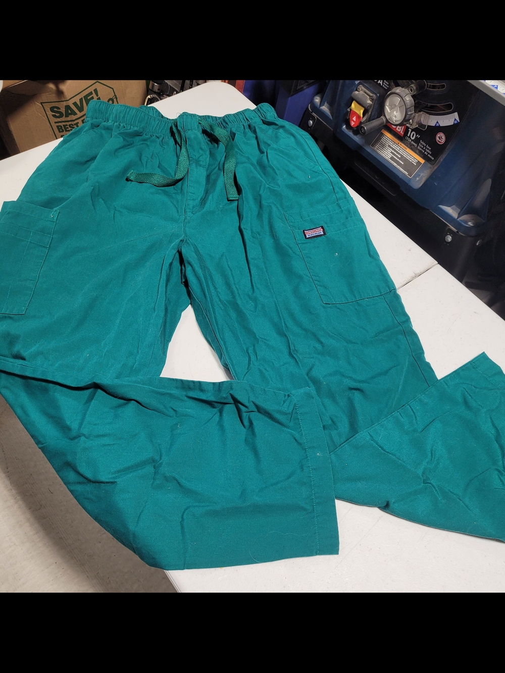 Cherokee Men's Teal Green Scrub Top and Pants Set - Picture 5 of 8